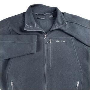 Marmot Fleece Full Zip Jacket Black Men's Large Hand pockets Polartec